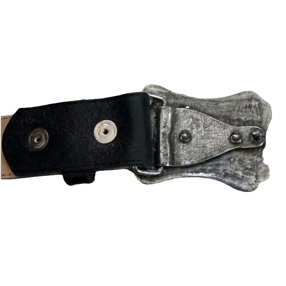 Vintage Y2K Leatherock USA Leather Belt Rhinestone Crystal Buckle Size Large main image 8